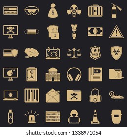 Crime icons set. Simple style of 36 crime vector icons for web for any design