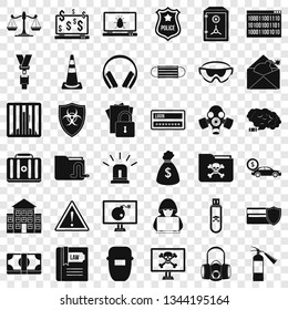 Crime icons set. Simple style of 36 crime vector icons for web for any design