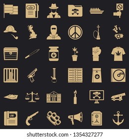 Crime icons set. Simple style of 36 crime vector icons for web for any design