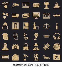 Crime icons set. Simple style of 36 crime vector icons for web for any design