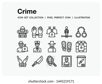Crime
Icons Set. UI Pixel Perfect Well-crafted Vector Thin Line Icons. The illustrations are a vector.