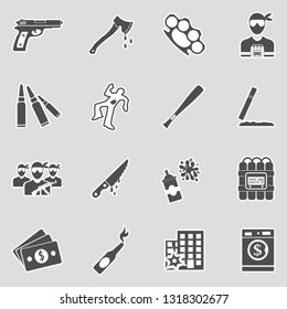 Crime Icons. Sticker Design. Vector Illustration.