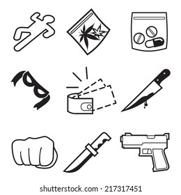 Crime icons. Vector illustration.