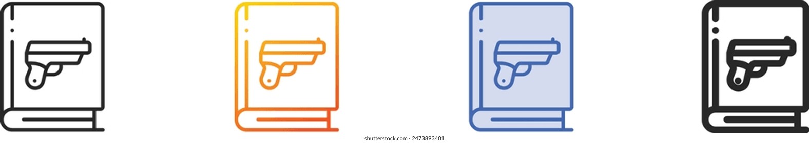 Icono de crimen.Diseño lineal delgado, degradado, trazo azul y estilo audaz aislado sobre fondo blanco
