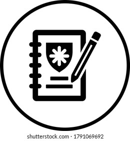 Icono de Crimen, investigación, notas de color negro