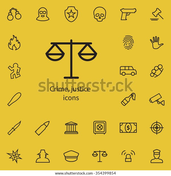 crime, justice outline, thin, flat, digital icon\
set for web and mobile