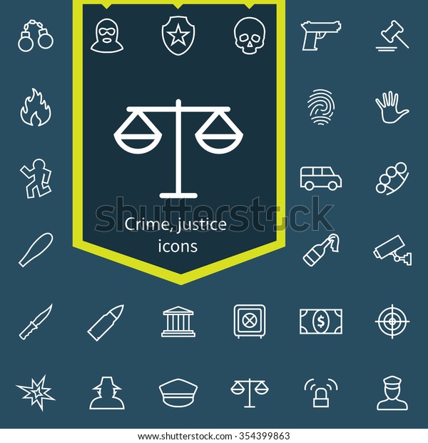 crime, justice outline, thin, flat, digital icon\
set for web and mobile