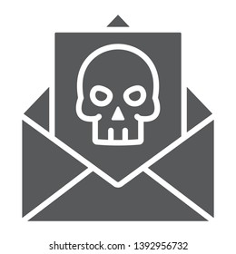 Crime letter glyph icon, scary and note, mail sign, vector graphics, a solid pattern on a white background, eps 10.