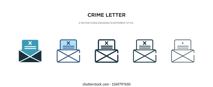 crime letter icon in different style vector illustration. two colored and black crime letter vector icons designed in filled, outline, line and stroke style can be used for web, mobile, ui