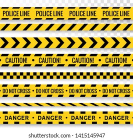 Crime Line Tape. Police Danger Caution Vector Yellow Barrier. Not Cross Security Line.