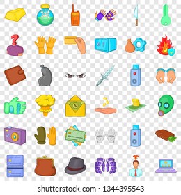 Crime and low icons set. Cartoon style of 36 crime and low vector icons for web for any design