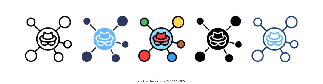 Crime Network Icon multiple Vector Illustration