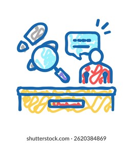 crime notícias doodle ícone esboço vetor. sinal de notícias do crime. símbolo isolado ilustração