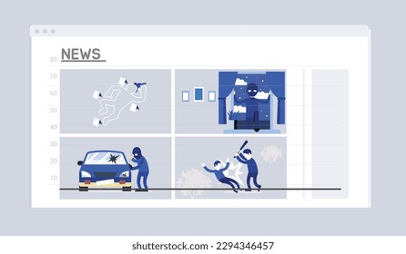 pantalla web de noticias sobre delitos 