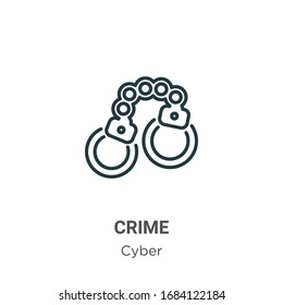 Symbol für die Vektorillustration des Verbrechens Dünne schwarze Verbrechenssymbol, einfache Vektorillustration mit flacher Elementgrafik aus bearbeitbarem Cyberkonzept einzeln auf weißem Hintergrund