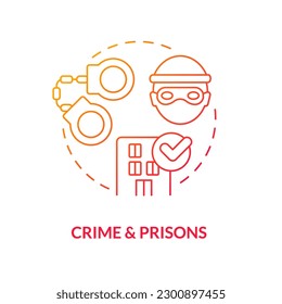 Crime and prisons red gradient concept icon. Imprisonment of criminal. Law and legal issue abstract idea thin line illustration. Isolated outline drawing. Myriad Pro-Bold font used