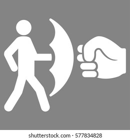 Crime Protection vector icon. Flat white symbol. Pictogram is isolated on a gray background. Designed for web and software interfaces.