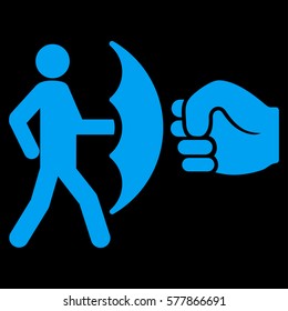 Crime Protection vector icon. Flat blue symbol. Pictogram is isolated on a black background. Designed for web and software interfaces.