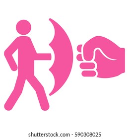 Crime Protection vector icon. Flat pink symbol. Pictogram is isolated on a white background. Designed for web and software interfaces.