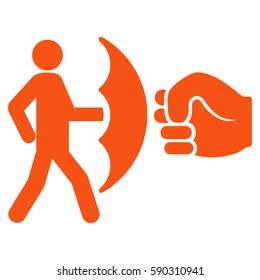 Crime Protection vector icon. Flat orange symbol. Pictogram is isolated on a white background. Designed for web and software interfaces.