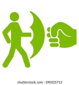 Crime Protection vector icon. Flat eco green symbol. Pictogram is isolated on a white background. Designed for web and software interfaces.