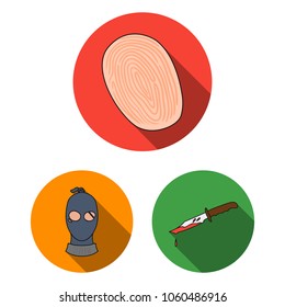 Crime and Punishment flat icons in set collection for design.Criminal vector symbol stock web illustration.