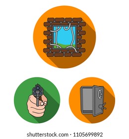 Crime and Punishment flat icons in set collection for design.Criminal vector symbol stock web illustration.