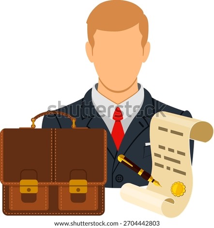 Crime and Punishment Vector Concept with Flat Icons for Flyer, Poster, Web Site, Advertising Like Lawyer, Briefcase and Document.