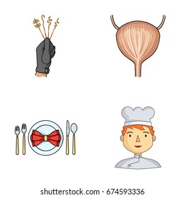 Crime, restaurant and other web icon in cartoon style.medicine, profession icons in set collection.
