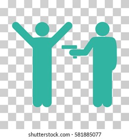Crime Robbery vector pictograph. Illustration style is a flat iconic cyan symbol on a transparent background.