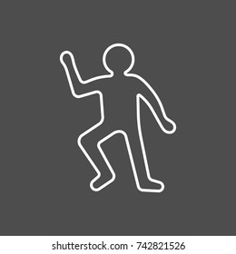 Crime Scene Concept. Dead Body Silhouette Icon. Vector Illustration In Flat Style Isolated On Grey Background