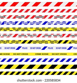 Crime scene and construction site repeating tileable warning tapes 