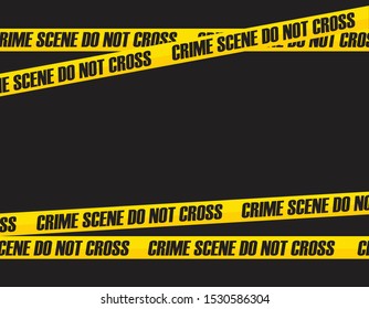 la escena del crimen no se cruza, cinta amarilla, fondo negro, ilustración vectorial