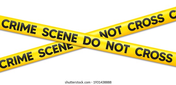 Crime Scene Do Not Cross tape. Attention police ribbon. Yellow warning barrier tape. Caution crime scene band. Do not cross police line. Violence accident place. Criminal vector illustration svg