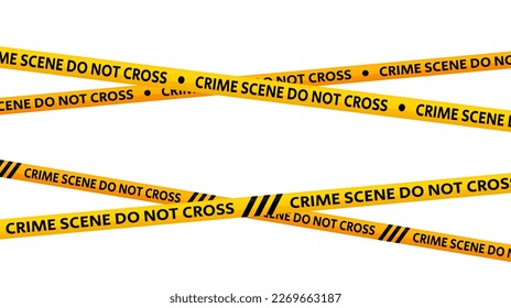 Crime scene do not cross tapes. Crossed yellow and black caution stripes. Danger area or closed zone stripes background. Warning sign. Vector 