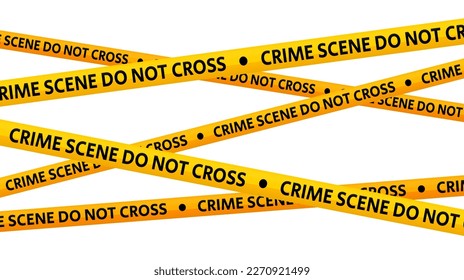 Crime scene do not cross tapes. Crossed yellow and black caution stripes. Danger area or closed zone stripes background. Warning sign. Vector 