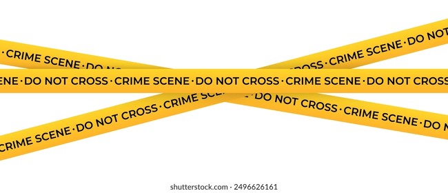 crime scene do not cross tape. Yellow and black barricade tape on white background 