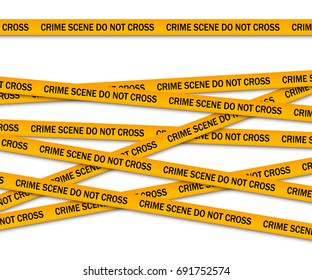 Crime Scene Do Not Cross Yellow Police Tape. Vector Illustration