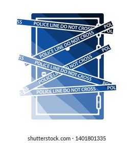Crime Scene Door Icon. Flat Color Ladder Design. Vector Illustration.