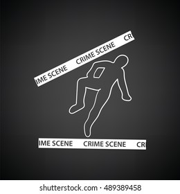 Crime scene icon. Black background with white. Vector illustration.