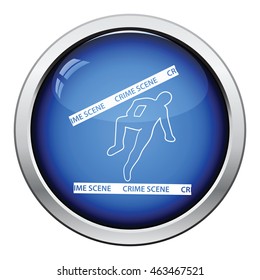 Crime scene icon. Glossy button design. Vector illustration.