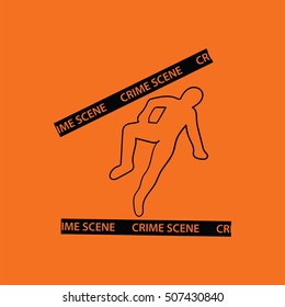 Crime scene icon. Orange background with black. Vector illustration.