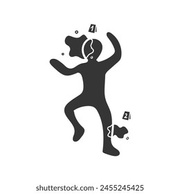 Crime Scene Icon Silhouette Illustration. Forensics Vector Graphic Pictogram Symbol Clip Art. Doodle Sketch Black Sign.