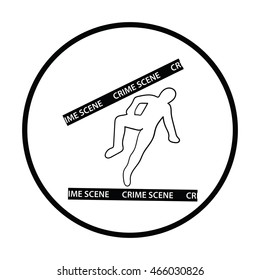 Crime scene icon. Thin circle design. Vector illustration.