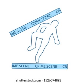 Crime Scene Icon. Thin Line With Blue Fill Design. Vector Illustration.