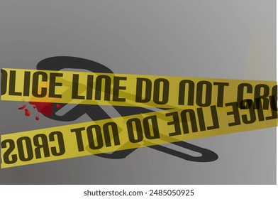 crime scene investigation illustration with police lines, murder background illustration