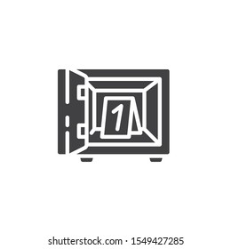 Crime scene investigation vector icon. filled flat sign for mobile concept and web design. Cracked Bank safe, evidence glyph icon. Symbol, logo illustration. Vector graphics