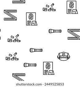 crime scene police evidence vector seamless pattern thin line illustration