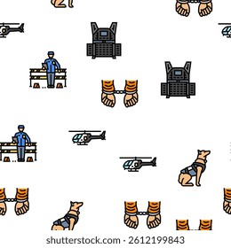 crime scene police evidence vector seamless pattern thin line illustration