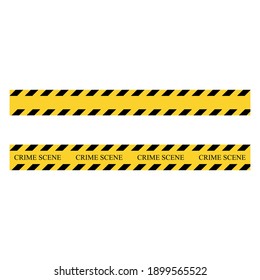 Crime scene stripe. Yellow and black set stripes. Barricade construction tape. Vector illustration isolated on white background